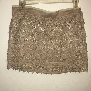 Ivory lace mini skirt